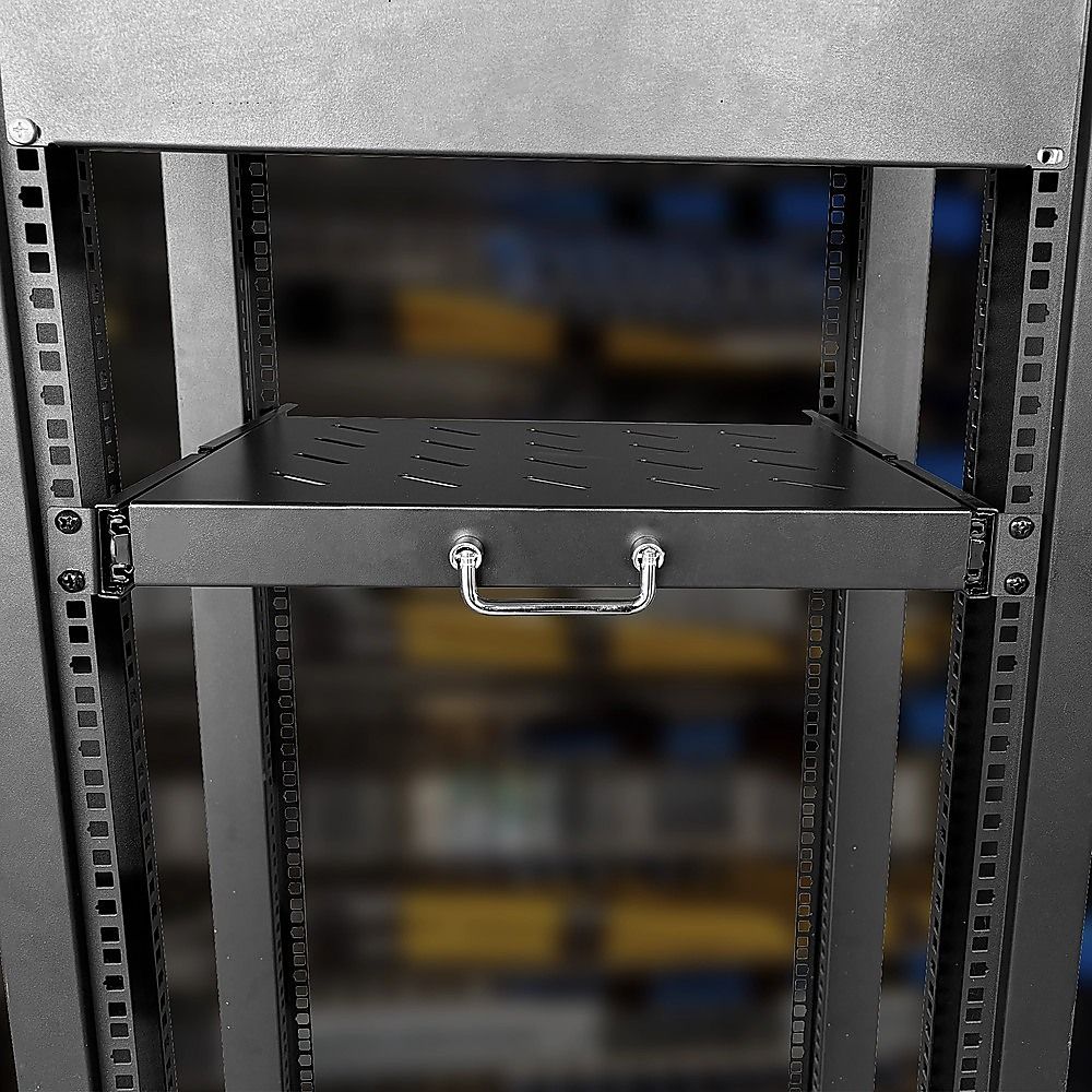 Sliding Rack Server Shelf 1U 19" 4 Post Mount – Adjustable 15" to 22" Rack Tray