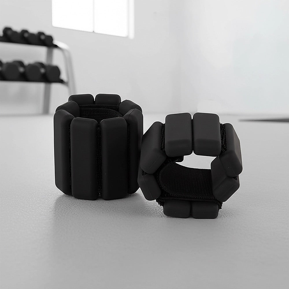 2-Piece Ankle & Wrist Weights – 2kg Pair Adjustable Workout Bangles (Black)