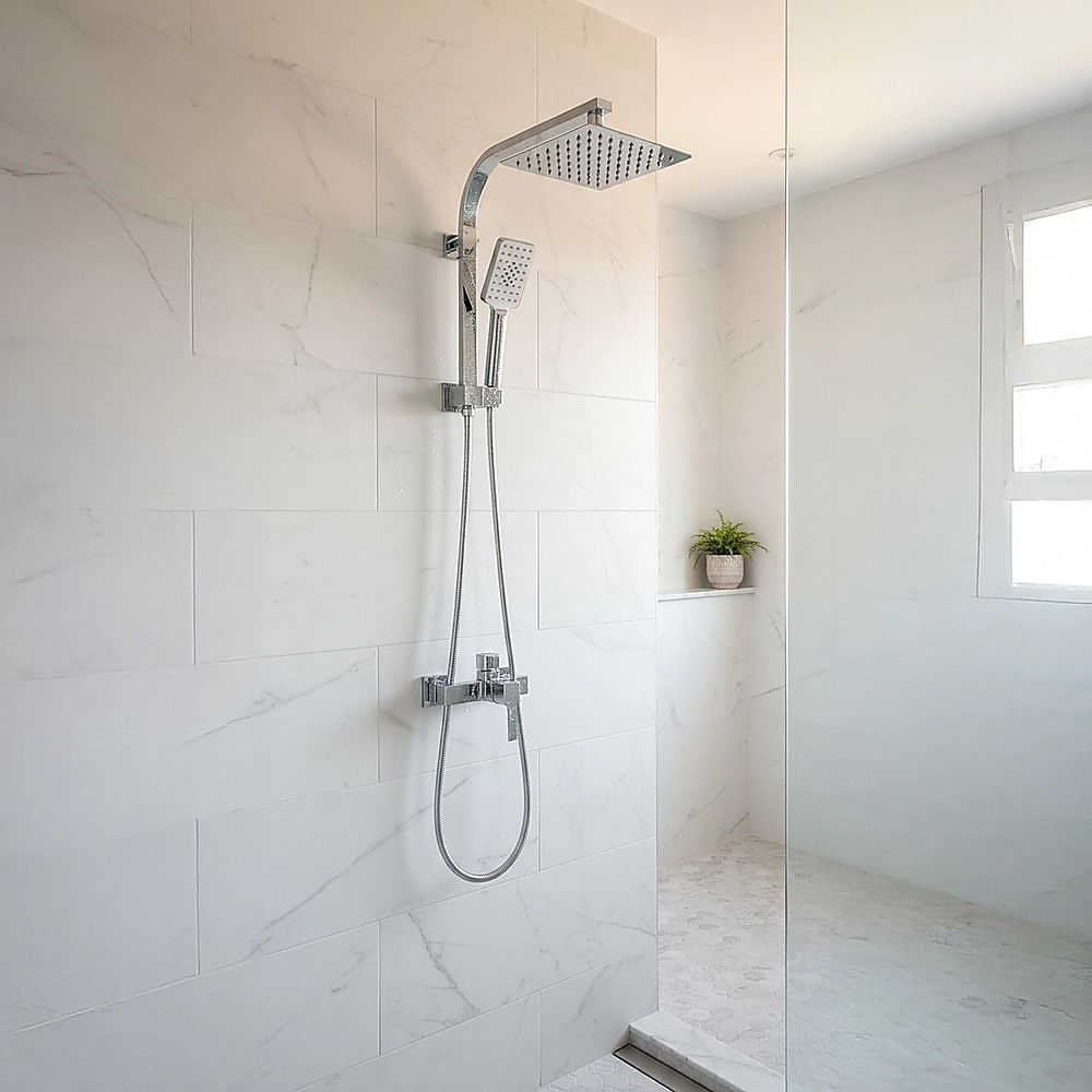 Wall Mounted Chrome Dual Shower Mixer – Rainfall & Handheld Massage Head