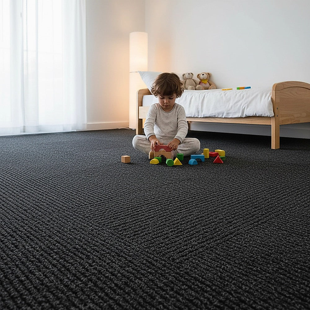 5m² Black Carpet Tiles Set – Commercial & Domestic Flooring for Off - V63-952971