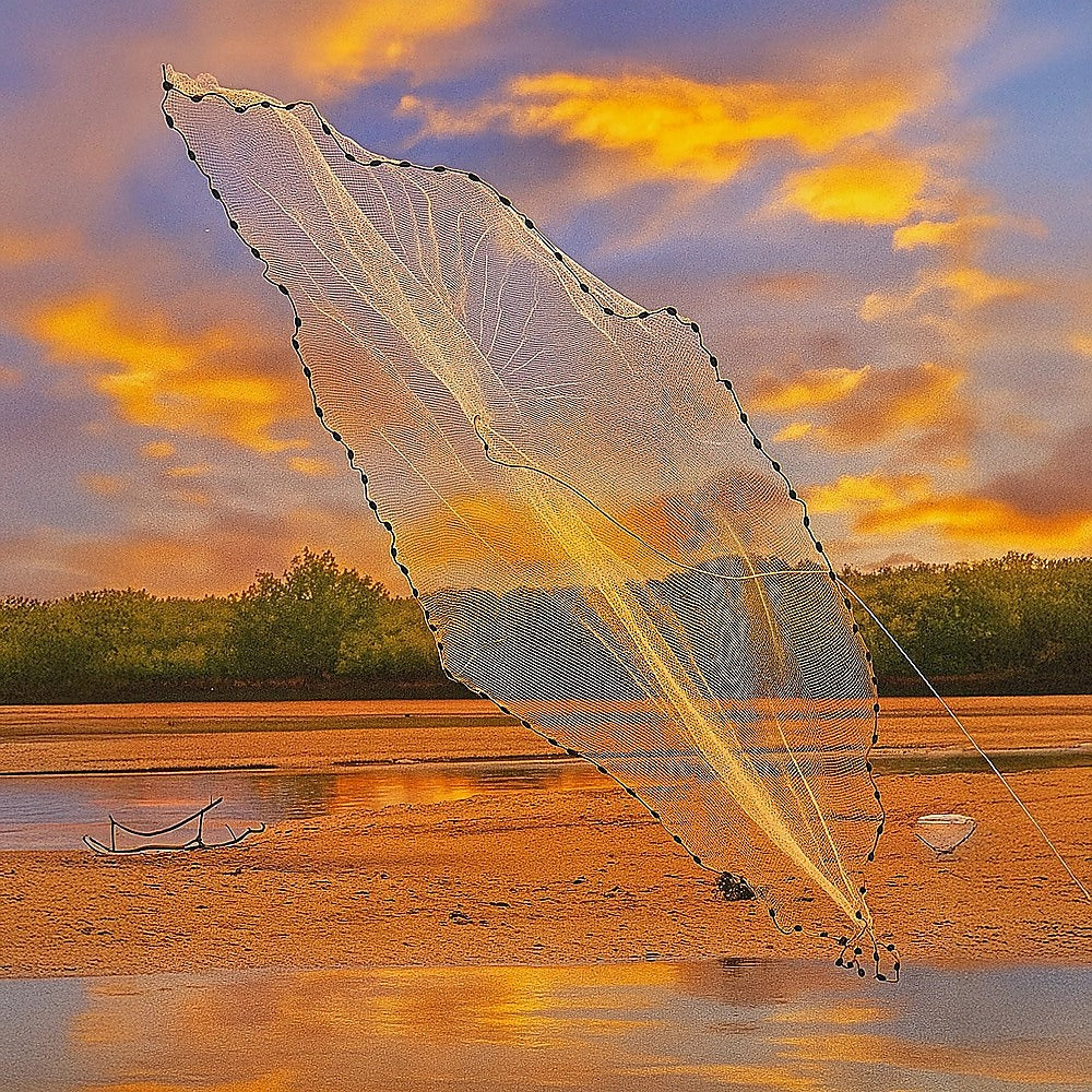 3m Nylon Fishing Cast Net – Quick Throw Mesh with Chain Weights & Drawstring