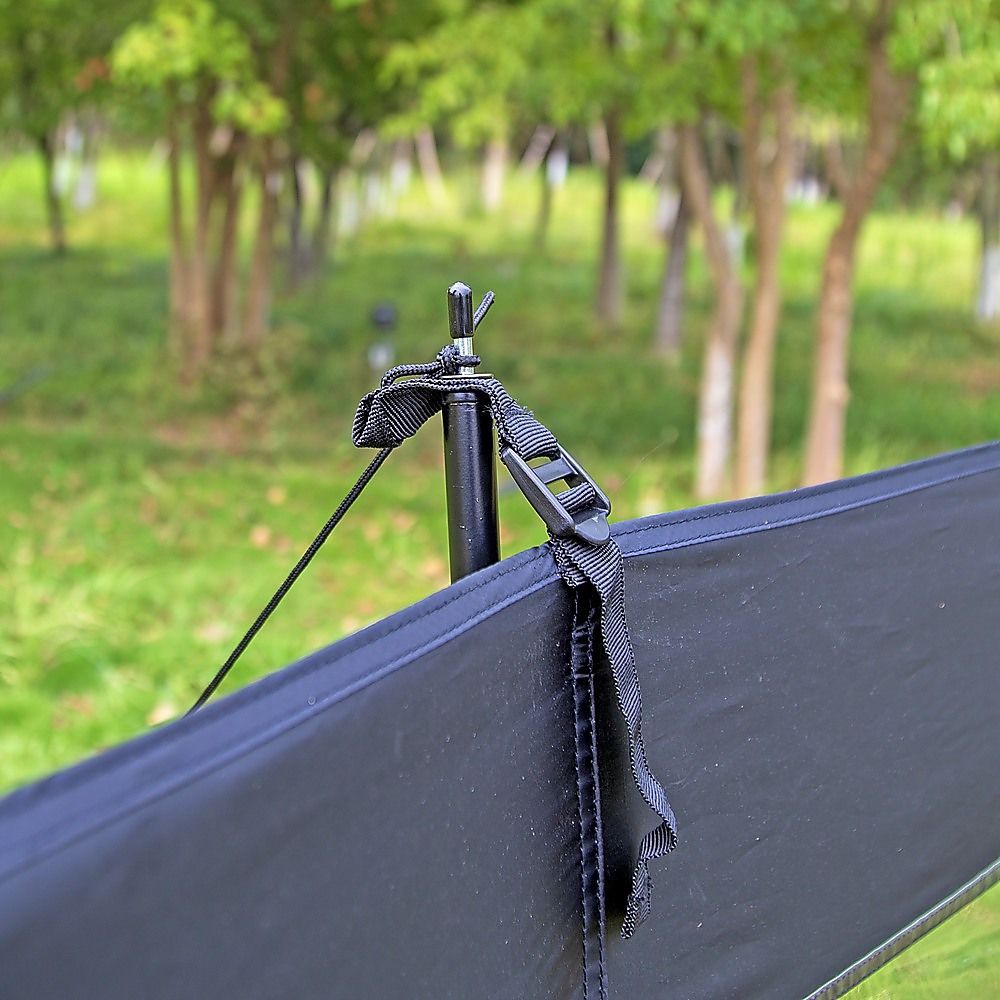 Camping Windbreak with Clear Windows & Carry Bag 725x140cm Black Outdoor Privacy Shelter
