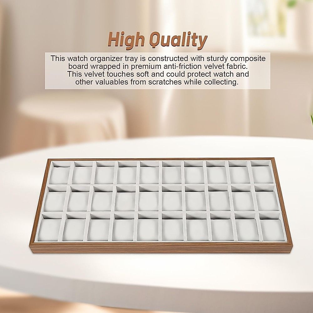 30-Grid Watch & Jewellery Tray Organiser Display Case Holder – Velvet Drawer Insert
