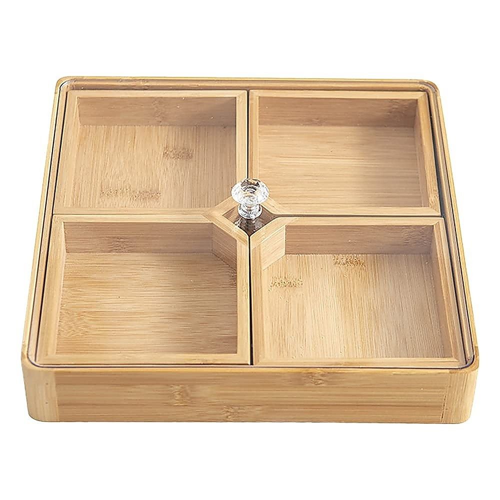 Square Bamboo Snack Serving Tray – Eco-Friendly Platter for Fruit, Cheese & Appetisers