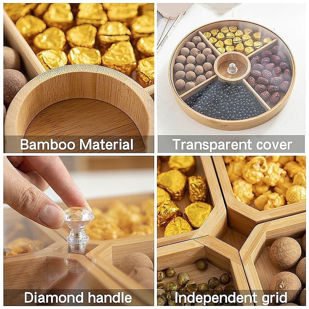 Round Bamboo Snack Serving Tray – Eco-Friendly Platter for Fruit, Cheese & Appetisers