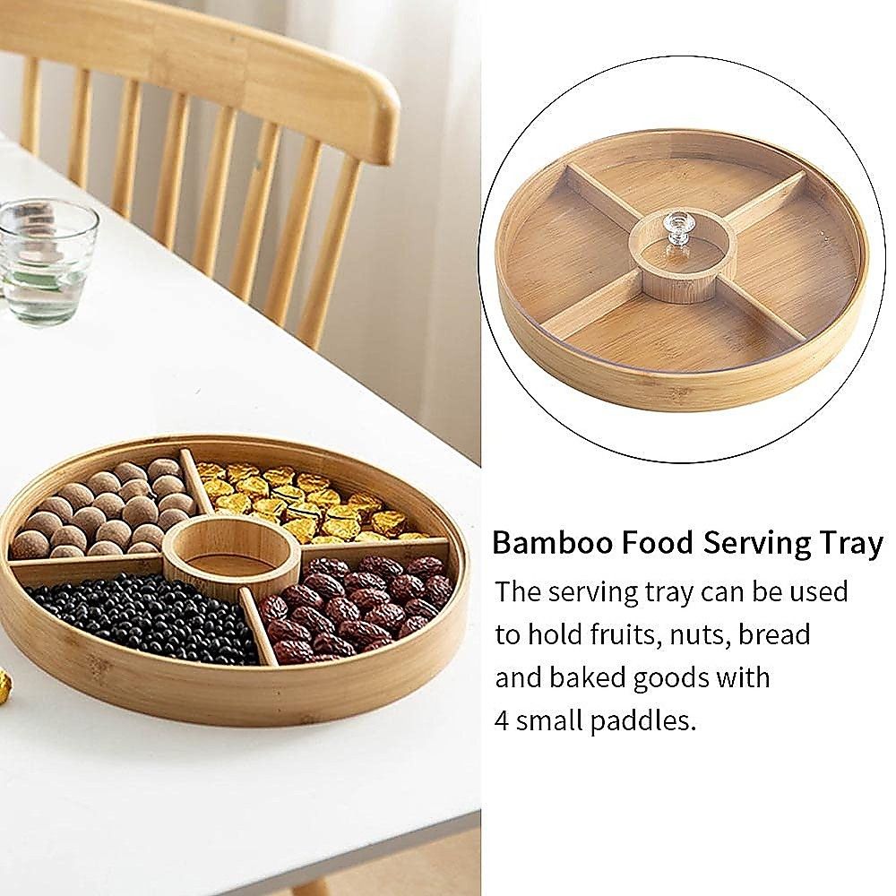 Round Bamboo Snack Serving Tray – Eco-Friendly Platter for Fruit, Cheese & Appetisers