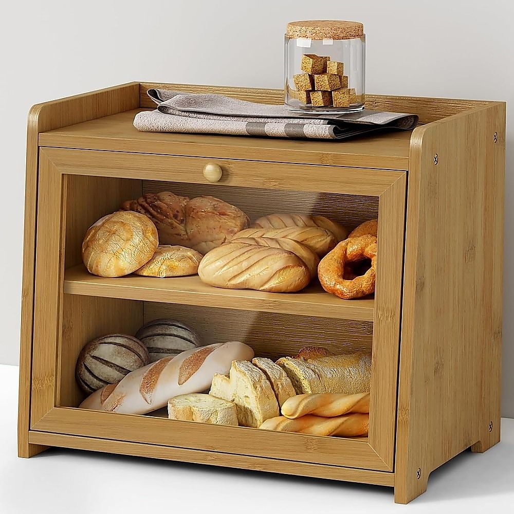 Enclosed Bread Box – Large Kitchen Countertop Bread Storage Container for Freshness & Organisation