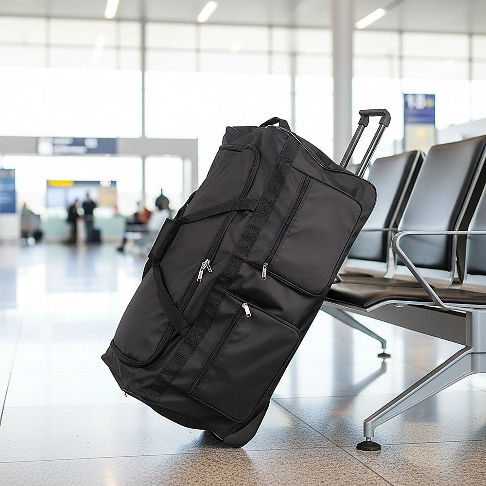 Large Black Wheeled Travel Duffle Bag Rolling Luggage Trolley for S - V63-953501