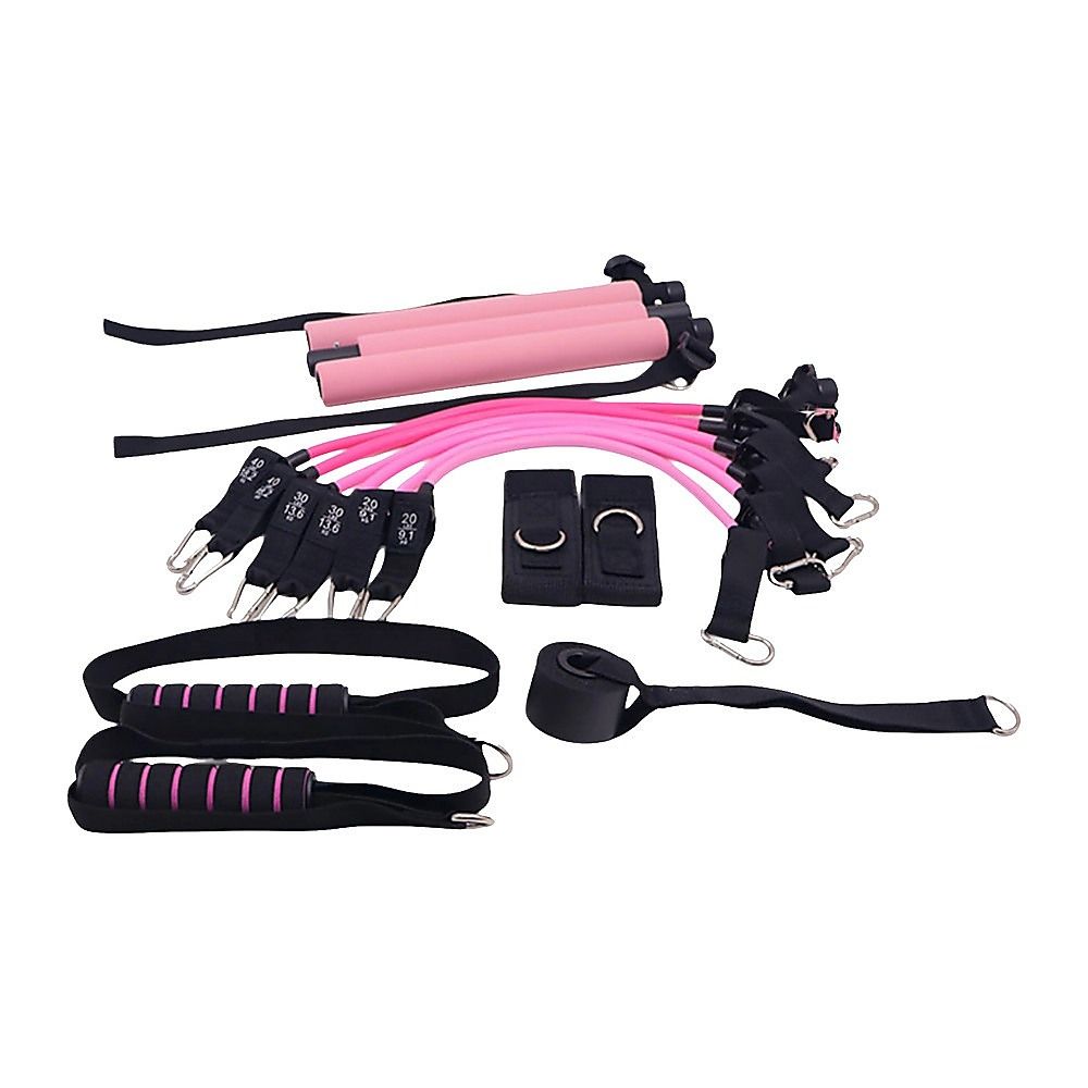 14pc Pilates Bar Kit with Resistance Bands & Belt – Home Fitness Pedal Puller