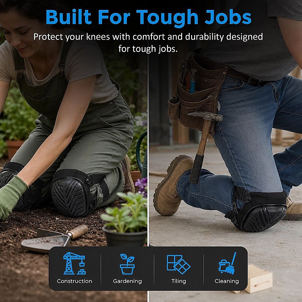 Heavy Duty Work Knee Pads – Construction Safety Pads with Soft Foam & Gel Cushion for All-Day Comfort