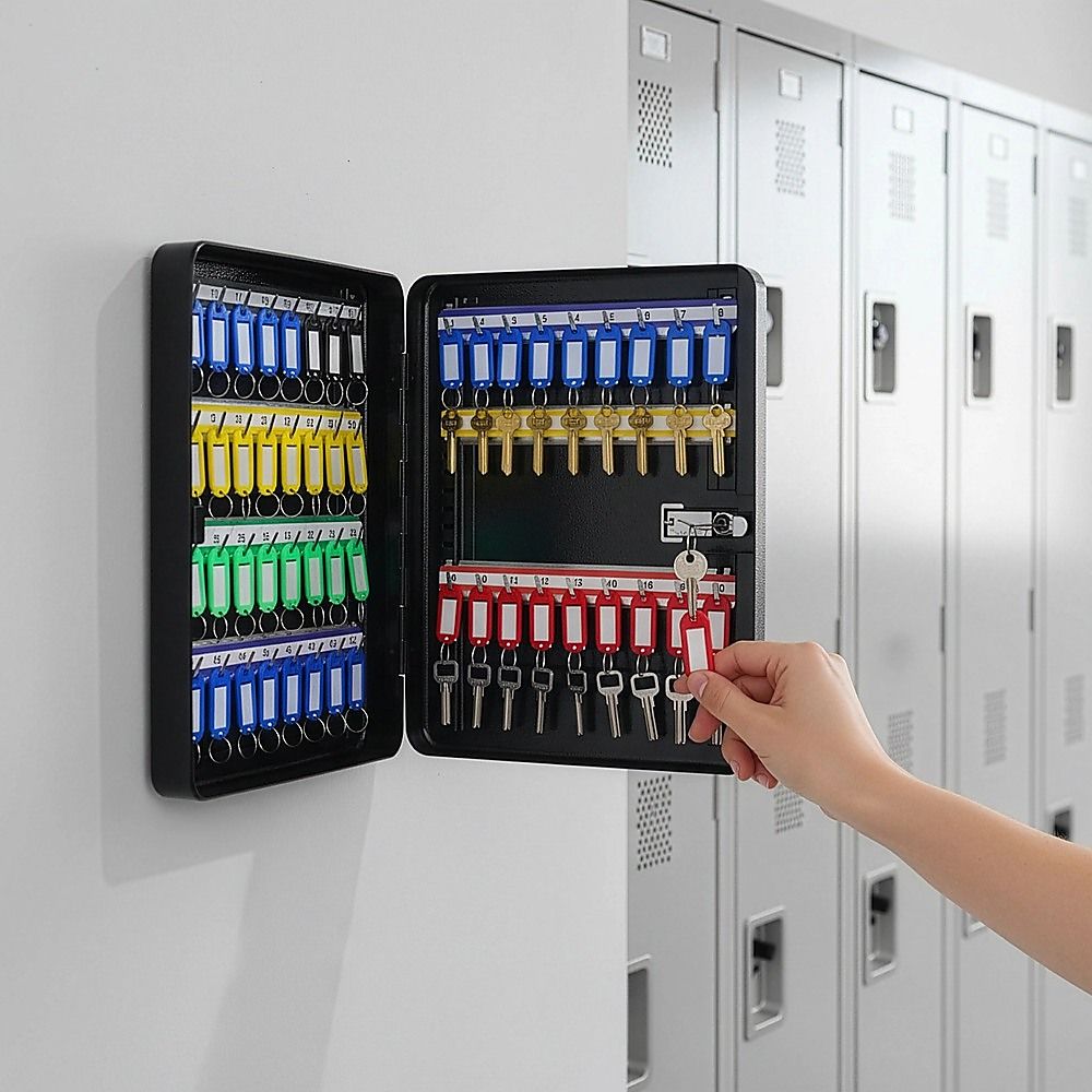 48-Key Cabinet Key Safe with Combination Lock & Keys – Wall Mounted Storage