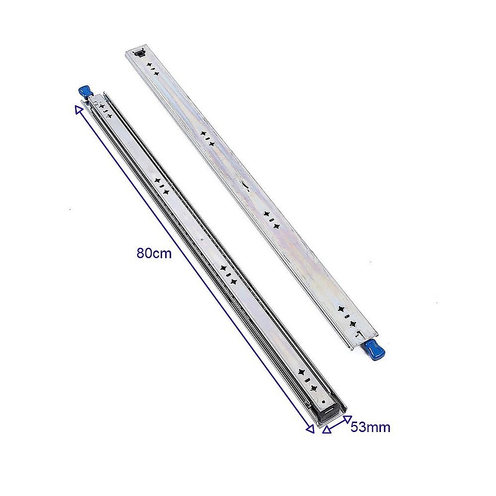 80cm Drawer Runners Pair – Heavy Duty 100kg Locking Slide Rails
