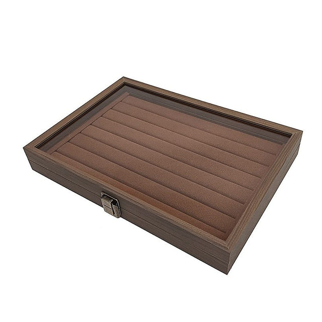 Wooden Jewellery Storage Box – Organiser Case for Rings, Earrings & Accessories