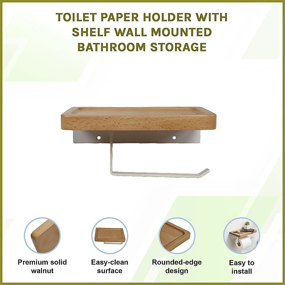 Toilet Paper Holder with Shelf Wall Mounted Bathroom Storage