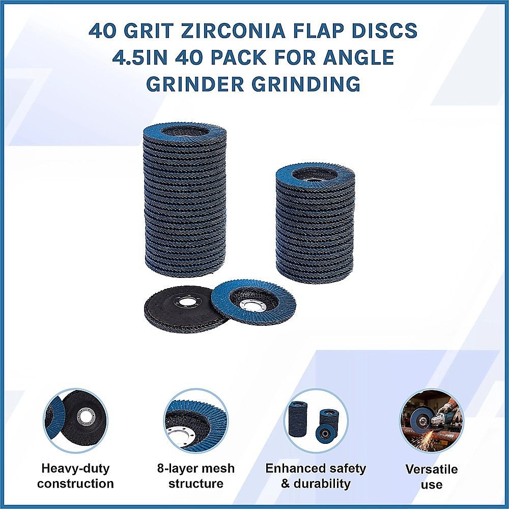40 Grit Zirconia Flap Discs 4.5in 40 Pack for Angle Grinder Grinding