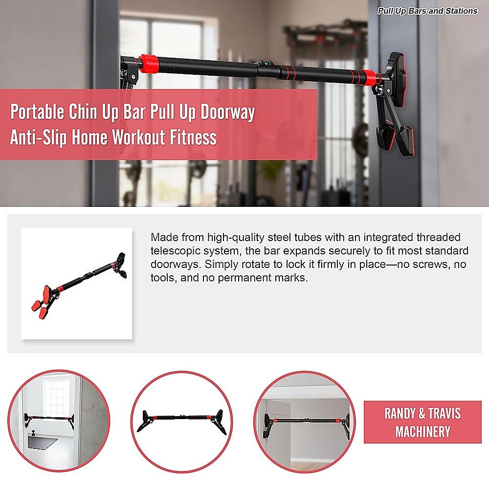 Portable Chin Up Bar Pull Up Doorway Anti-Slip Home Workout Fitness