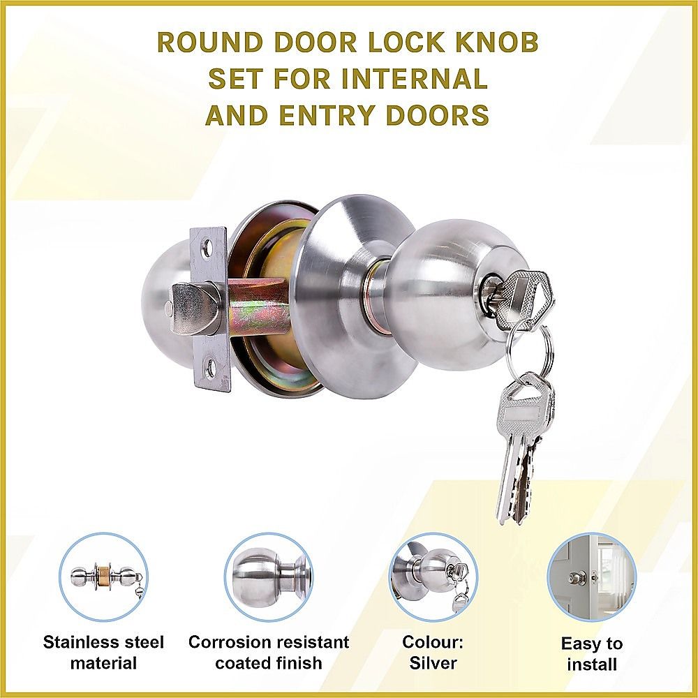 Round Door Lock Knob Set for Internal and Entry Doors