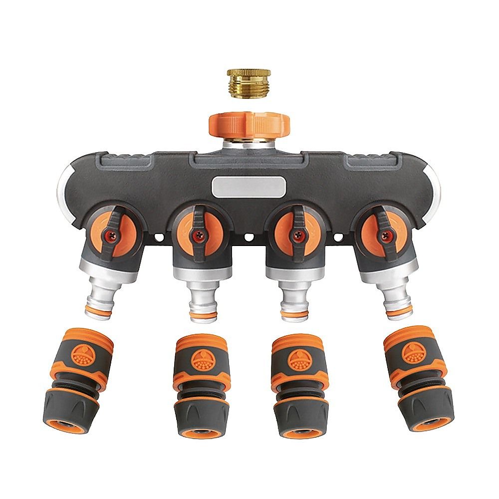 4 Way Hose Splitter Tap Garden Water Irrigation Distributor Valve