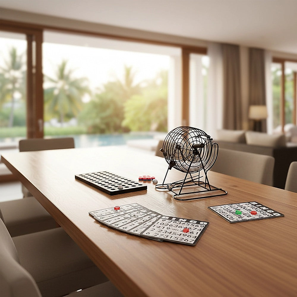 Bingo Game Set with Cards Balls and Cage for Family Party Fun