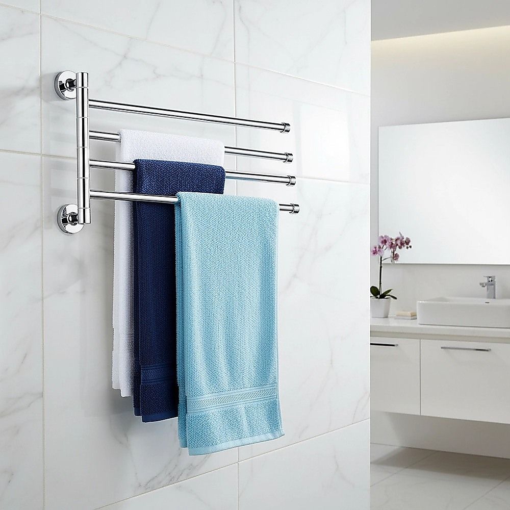 Swivel Towel Rail Chrome Stainless Steel Wall Mounted Bath Rack