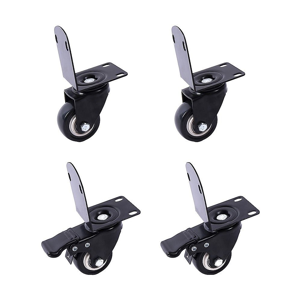 Side Mount Caster Wheels L-Shaped Heavy Duty Set of 4 PVC
