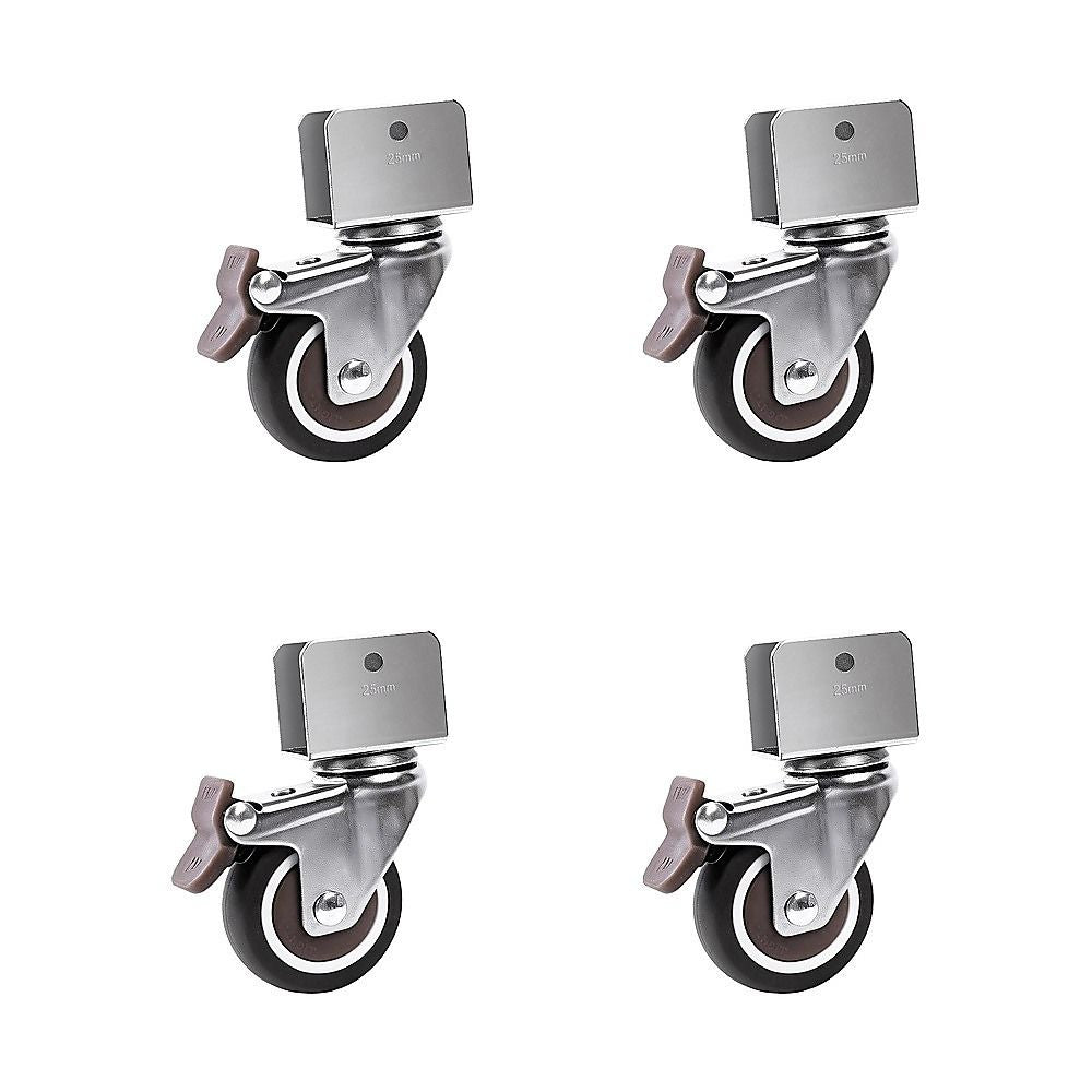 2 Inch U-Shaped TPE Swivel Castor Wheels Set 4 Brake