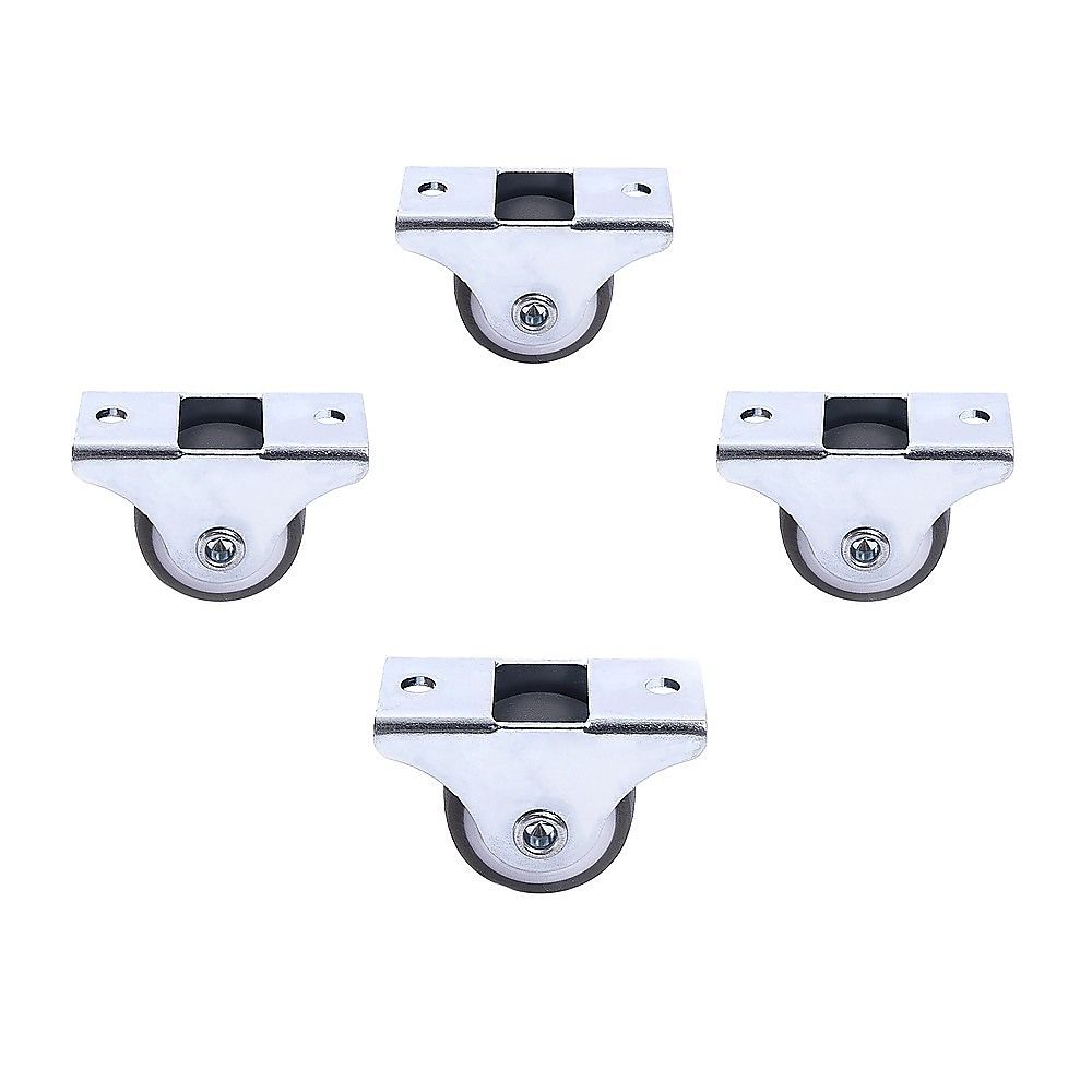 Mini Fixed Caster Wheels Rubber Low Profile Set 4