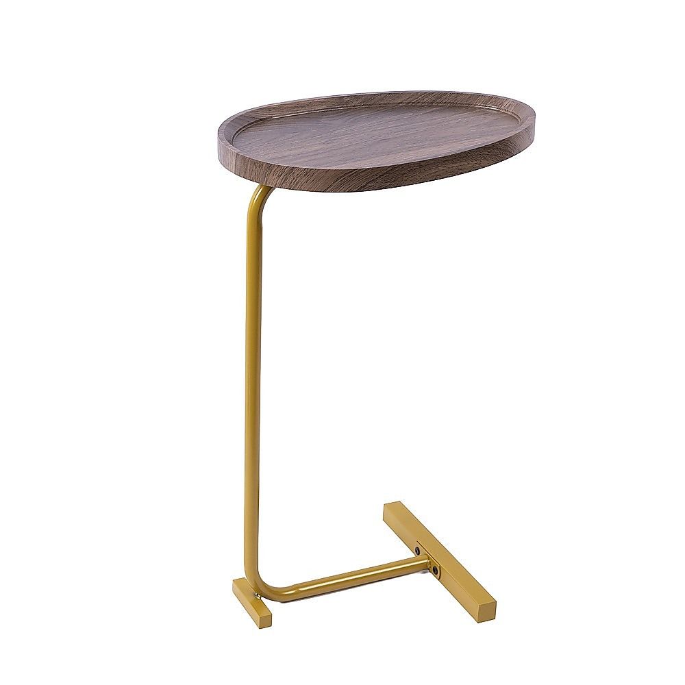 Modern Oval Side Table Gold Base Sofa End Table