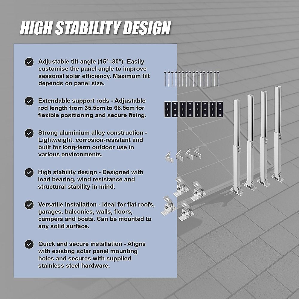2 Set Adjustable Solar Panel Tilt Mount Brackets