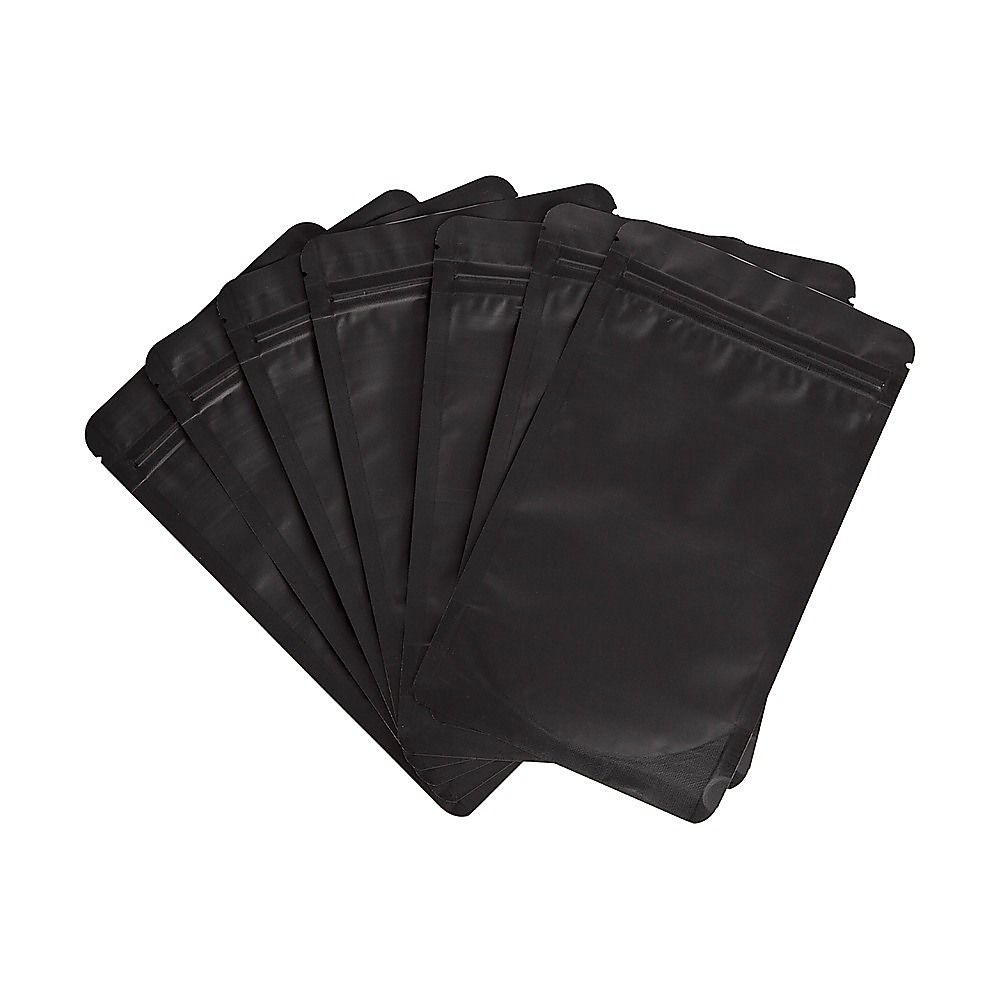 Black Stand Up Pouches 100 Pack 12x20cm Resealable Zip Lock Food Storage Bags with Aluminized PET Barrier