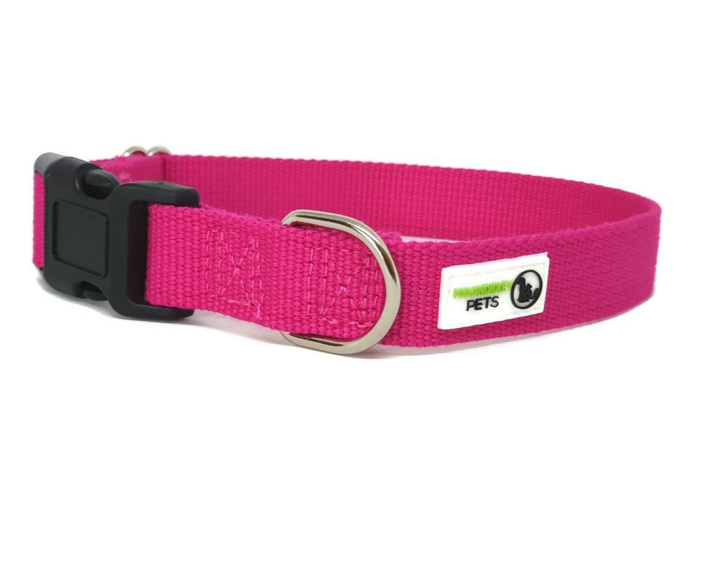 100% Pure Bamboo Fibre Dog Collar Plastic Buckle - Moondidley - Small Pink
