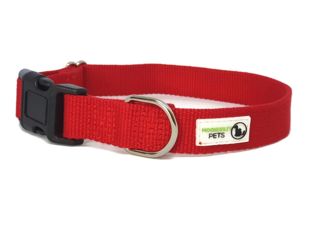 100% Pure Bamboo Fibre Dog Collar Plastic Buckle - Moondidley Pets - Small Red