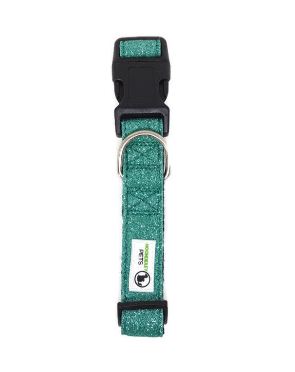 Bling Glitter Overlay Nylon Dog Collar Breakaway Buckle - - Small Turquoise