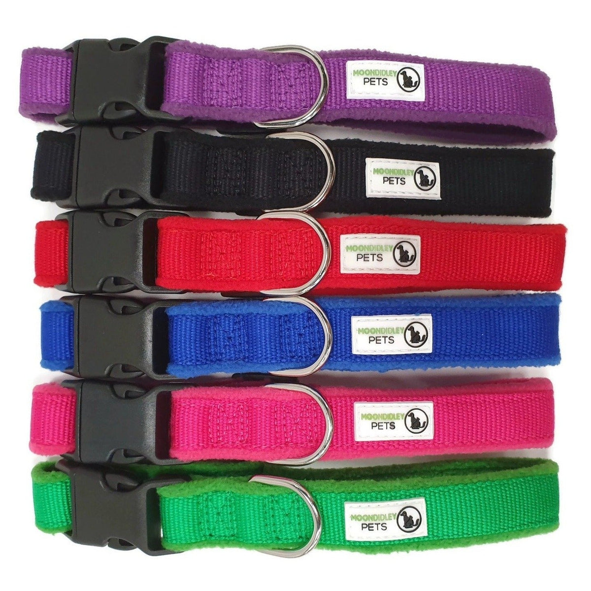 100% Pure Bamboo Fibre w/Fleece Lining Dog Collar Plastic Buckle - Small Pink