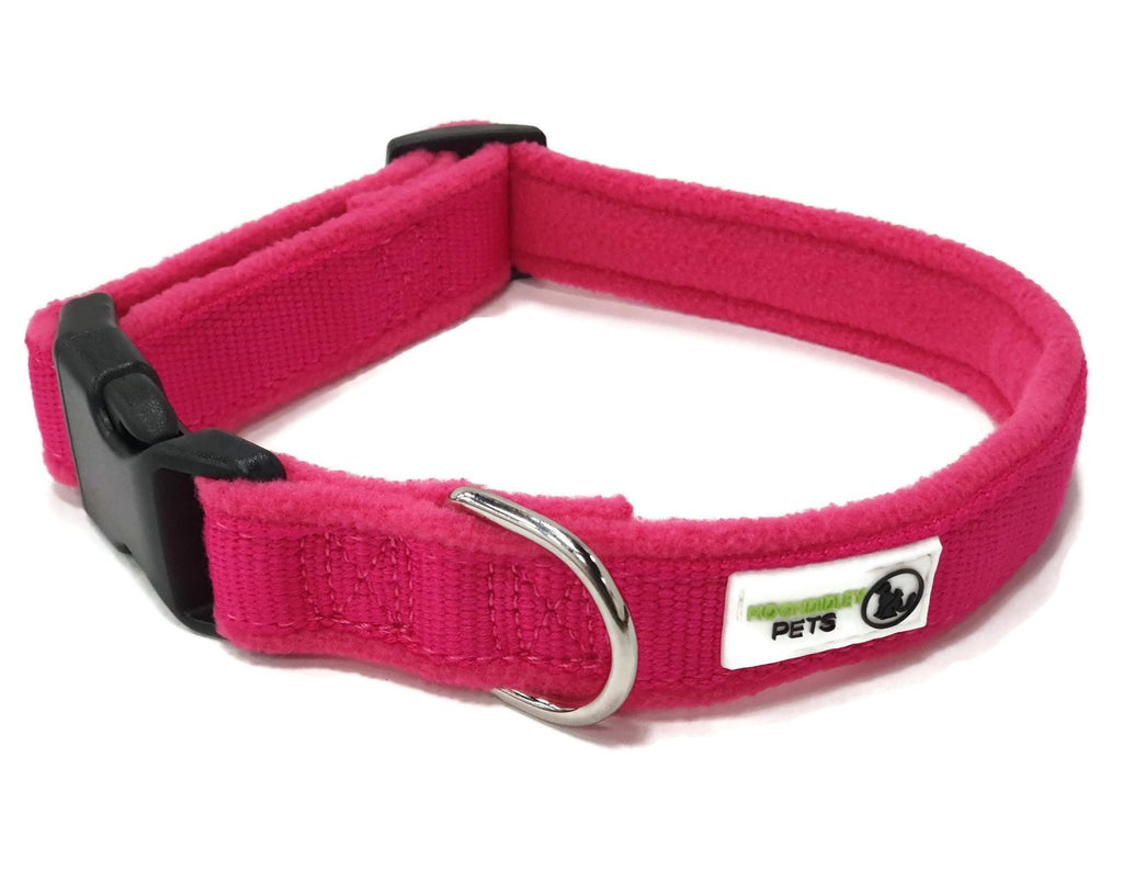 100% Pure Bamboo Fibre w/Fleece Lining Dog Collar Plastic Buckle - Small Pink