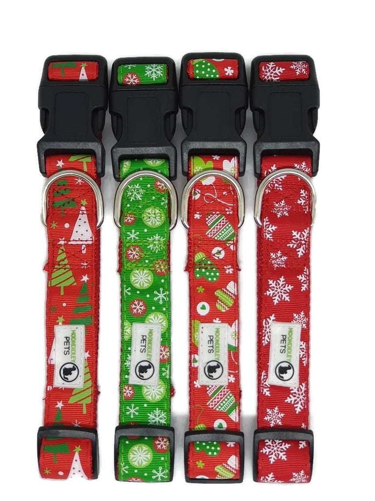 Christmas Dog Collars Adjustable - Moondidley Pets X - Large Red Snow Flakes
