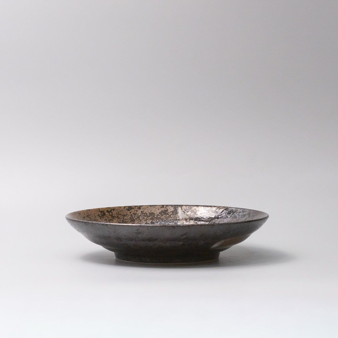 Pasta Bowl Flat 23cm Bronze Brushstroke Glaze