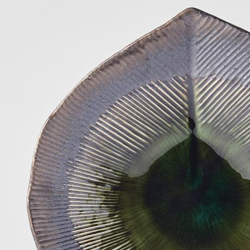 Bowl Shallow Leaf Shape 25cm Midori Glaze
