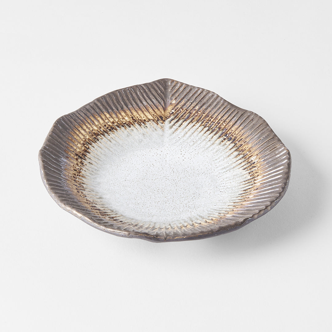 Plate Leaf Shape 16cm Akane Grey Glaze