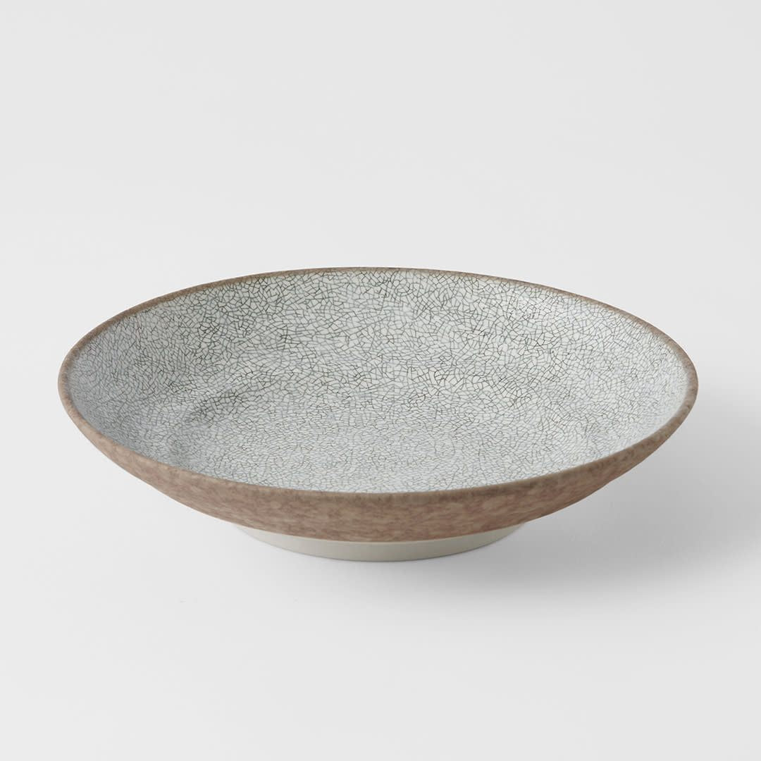 Pasta Bowl Flat 23cm Crazed Grey Glaze