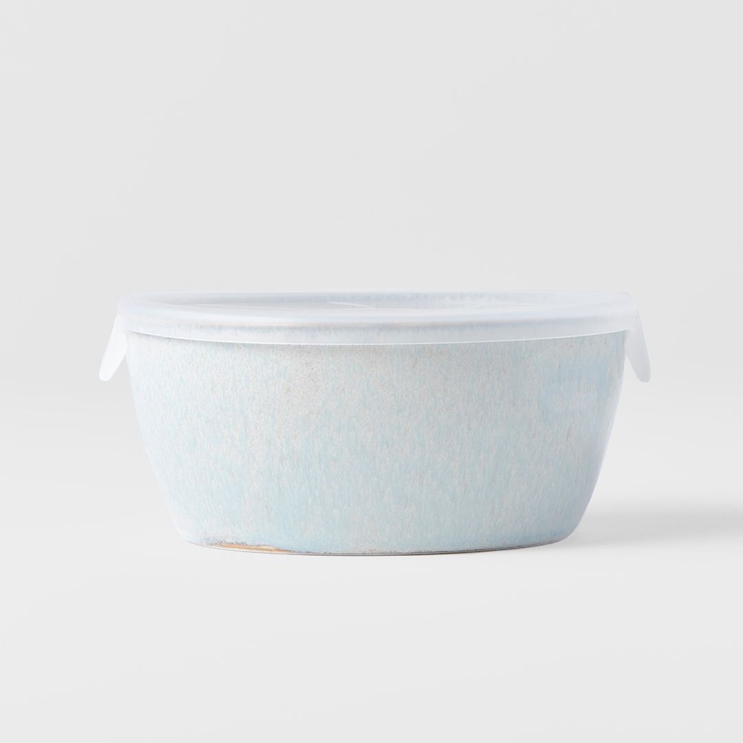 Bowl with Lid 13cm Steel Grey Glaze