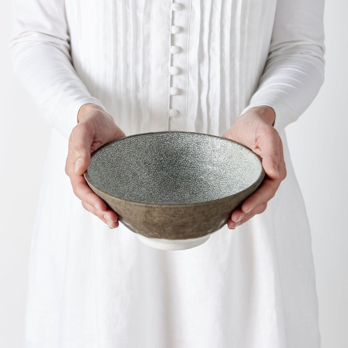 Udon Bowl 19.5cm Crazed Grey