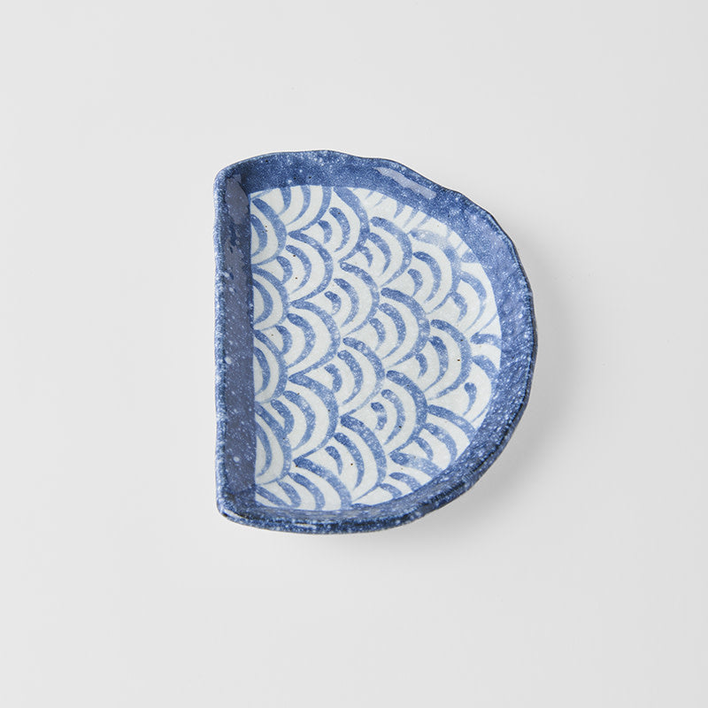 Plate Tempura 21cm Indigo Blue Wave Design