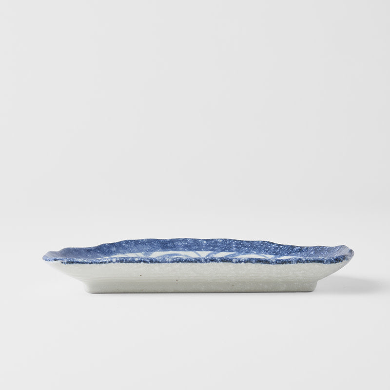 Plate Tempura 21cm Indigo Blue Wave Design