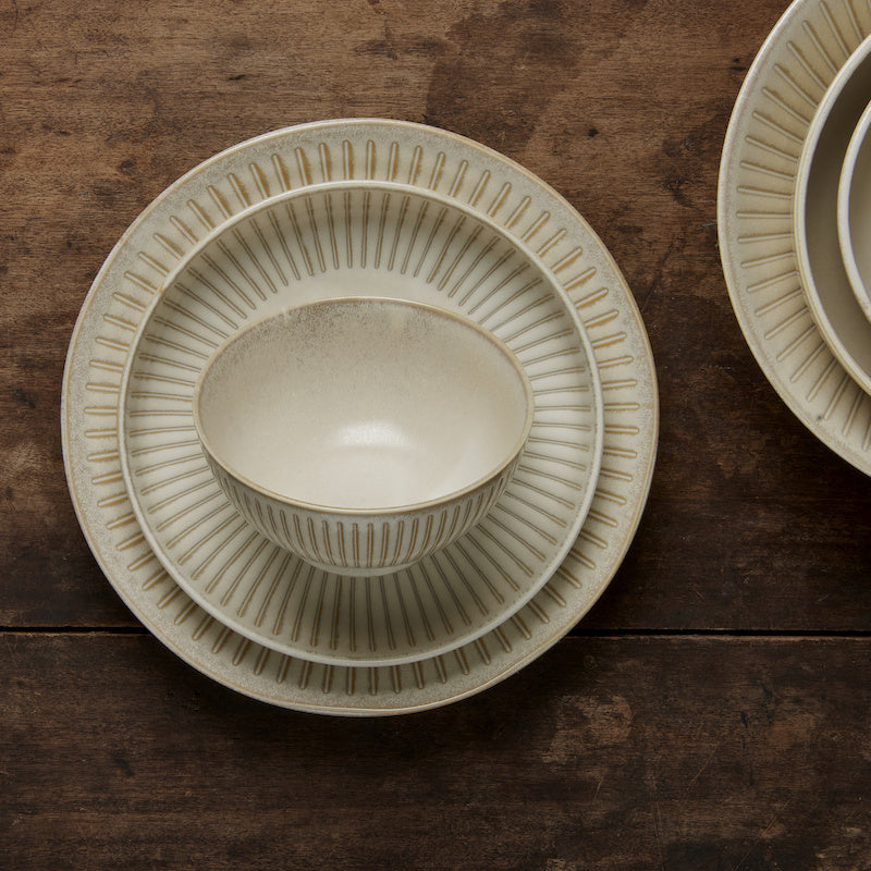 Deep Bowl 15.cm Ridged Alabaster Glaze
