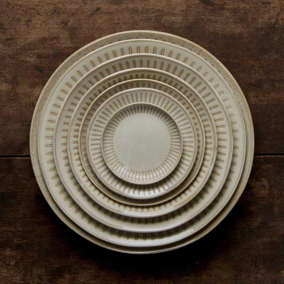 Tapas Plate 16cm Ridged Alabaster Glaze
