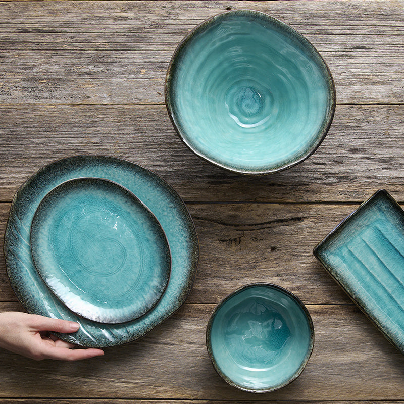 Serving Platter 42cm Sky Blue Glaze
