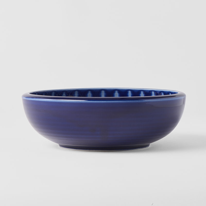 Bowl Thick Edge 24cm Indigo Drip Glaze