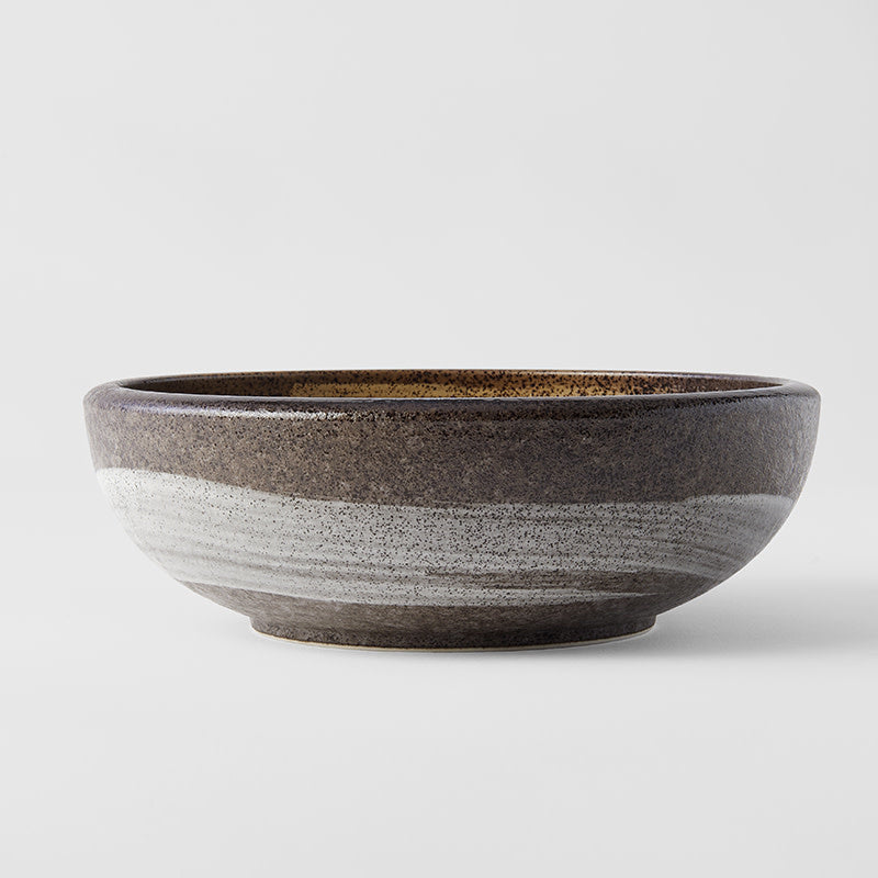 Pasta Bowl 23.5cm Gold Brushstroke Glaze - Thick Edge