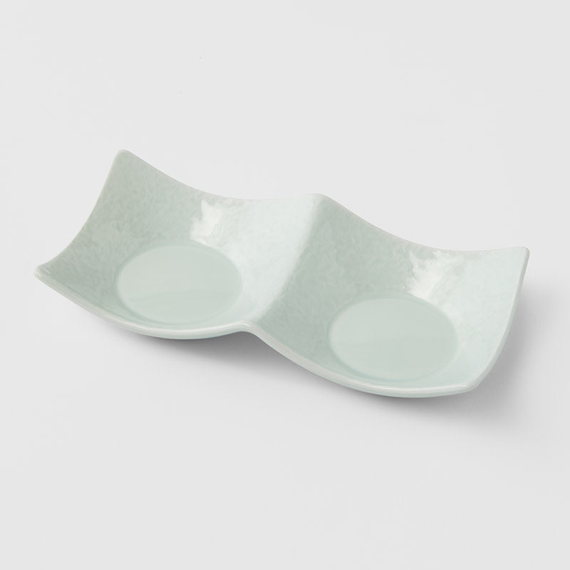 Two Section Sauce Dish Spearmint Glaze